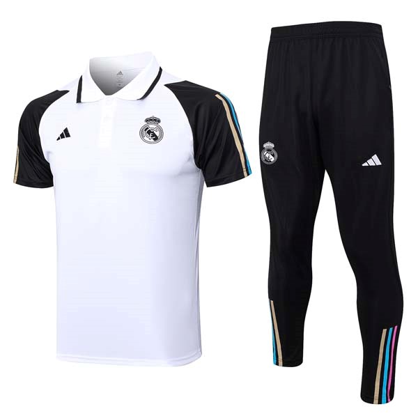 Polo Real Madrid Komplett Set 2023-24 Weiß Schwarz